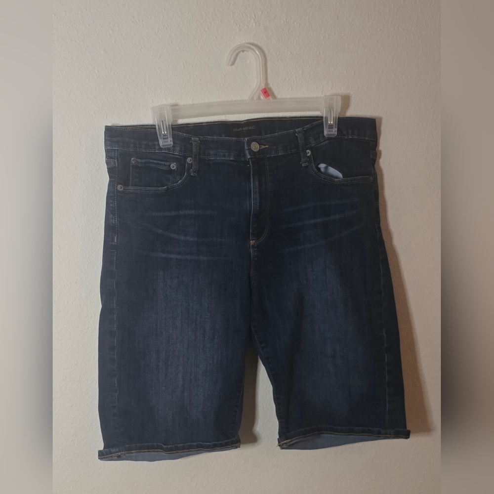 Banana Republic Women's Stretch Denim Bermuda Shorts Dark Wash 14